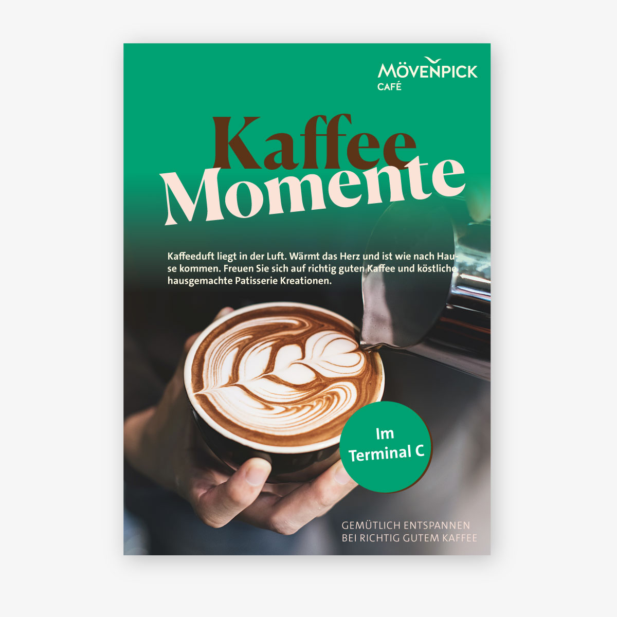 Plakat als Teil des Rebranding der Werbemittel von Mövenpick Café