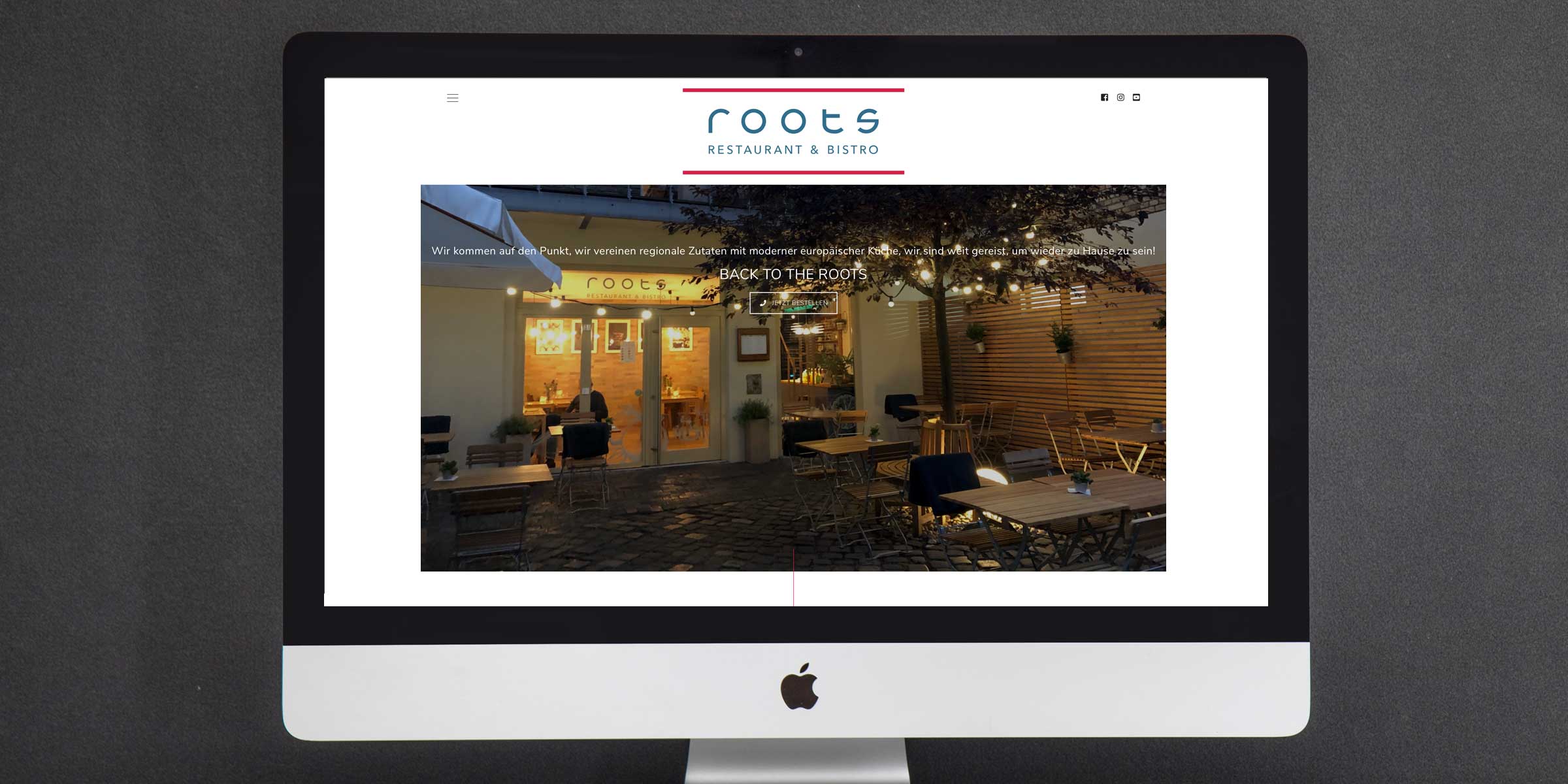 roots Restaurant & Bistro – Website mit aktueller Speisekarte