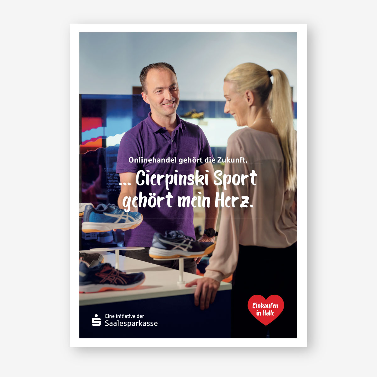 Kampagne der Saalesparkasse für Händler in der Region: Plakatmotiv: Sporthaus Cierpinski