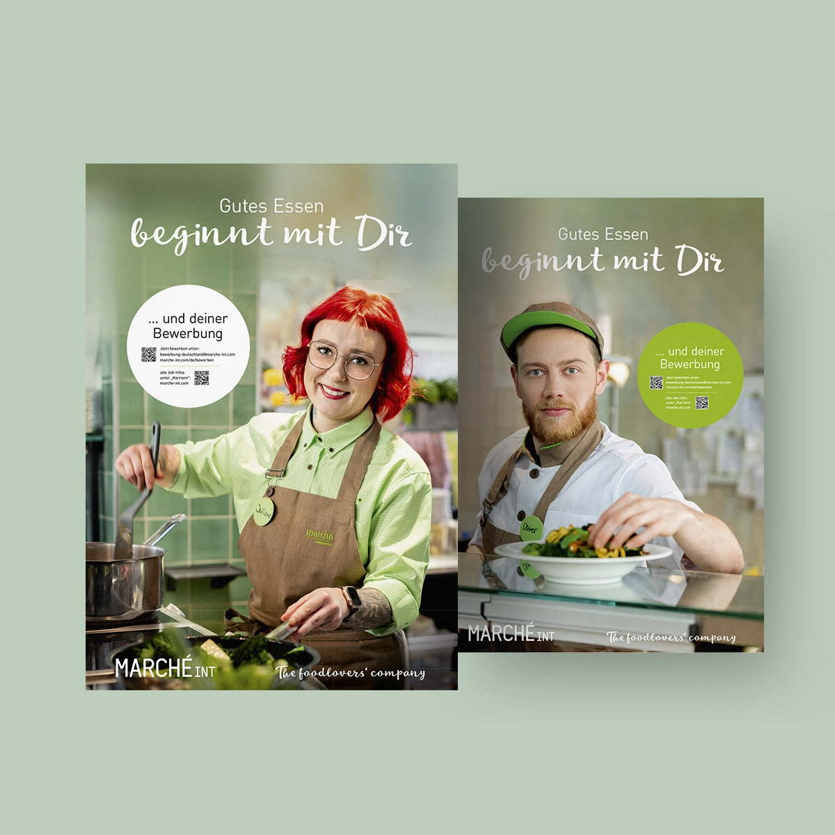 Plakate zur Stellenausschreibung als Koch oder Köchin bei Marche.
