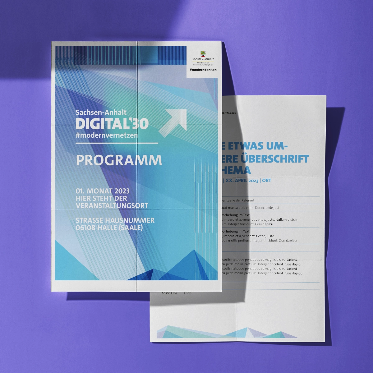 Verstaltungsprogramm Flyer mit Titel- und Rückseite