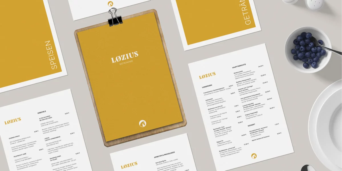 Løzius Bistronomie Rebranding Corporate Design: Speisekarte Menukarte