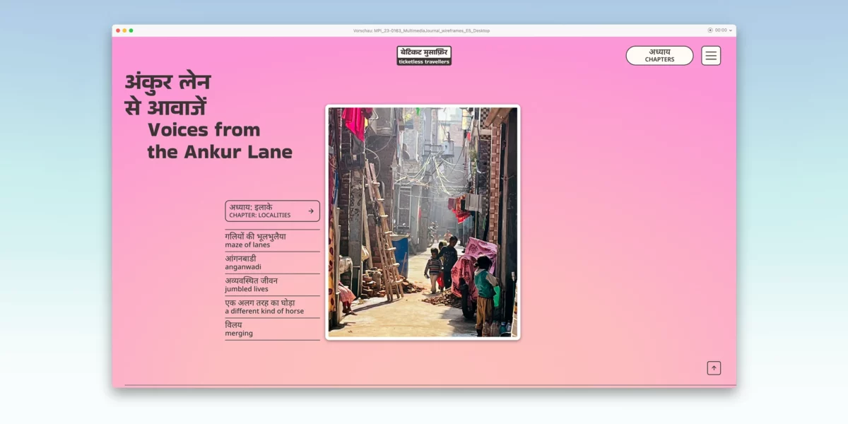Design eines Bereichs auf der Homepage mit Erfahrungsberichte über das Leben auf einer bestimmten Straße, auf ticketless-travellers.info