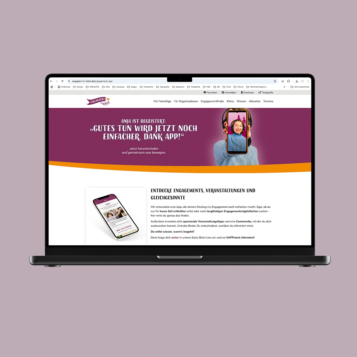 Freiwilligen-Agentur Halle (Saale) e.V. – Webdesign für die Landingpage der App