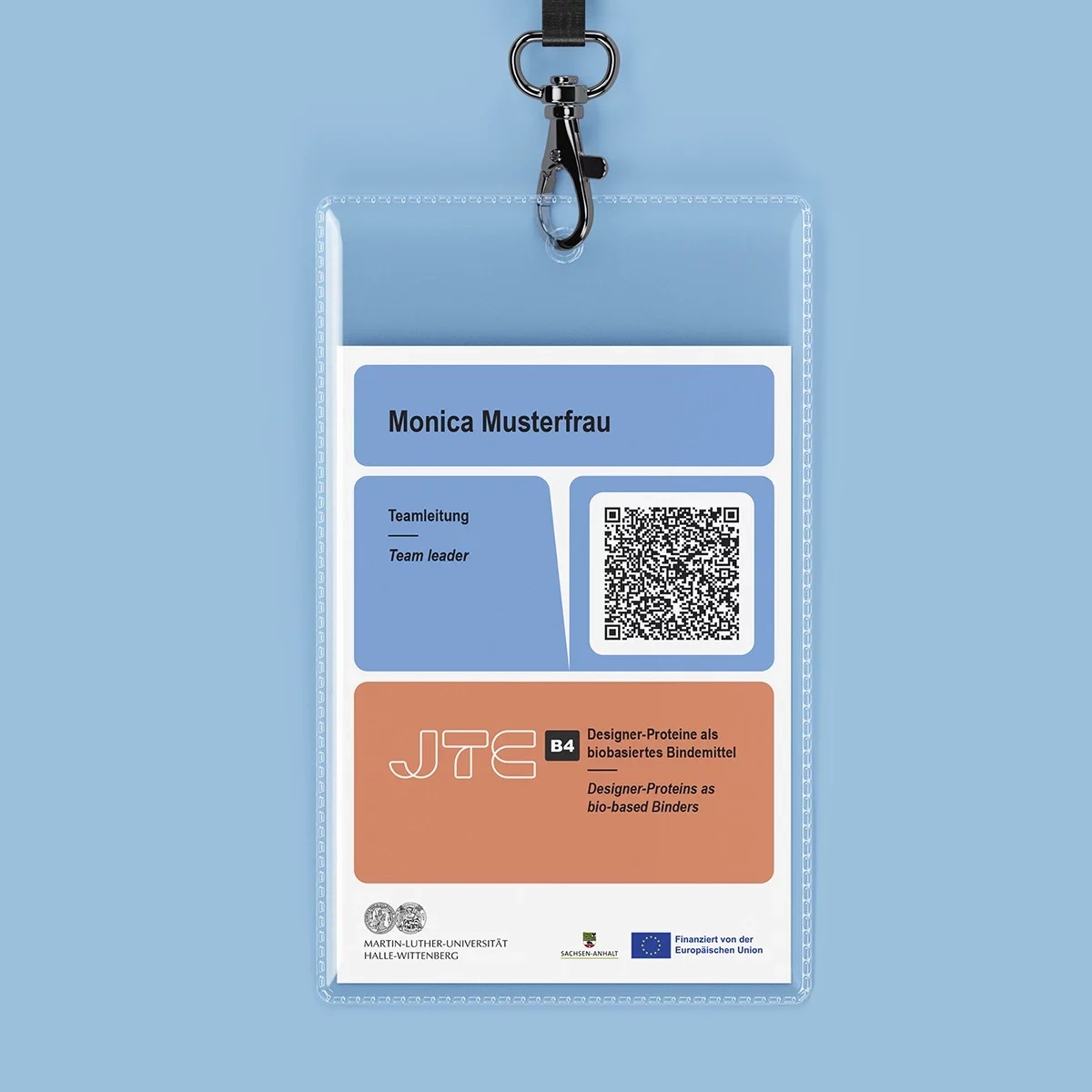 Namensschild für Veranstaltungen im Corporate Design des JTC