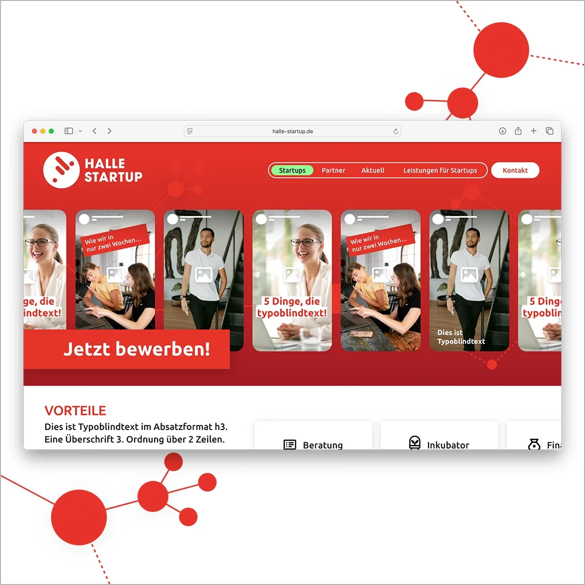 Startups auf der Halle Startup Website